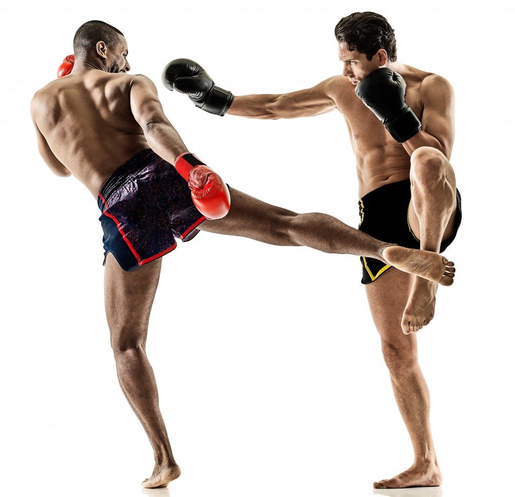 kickboxers sparring